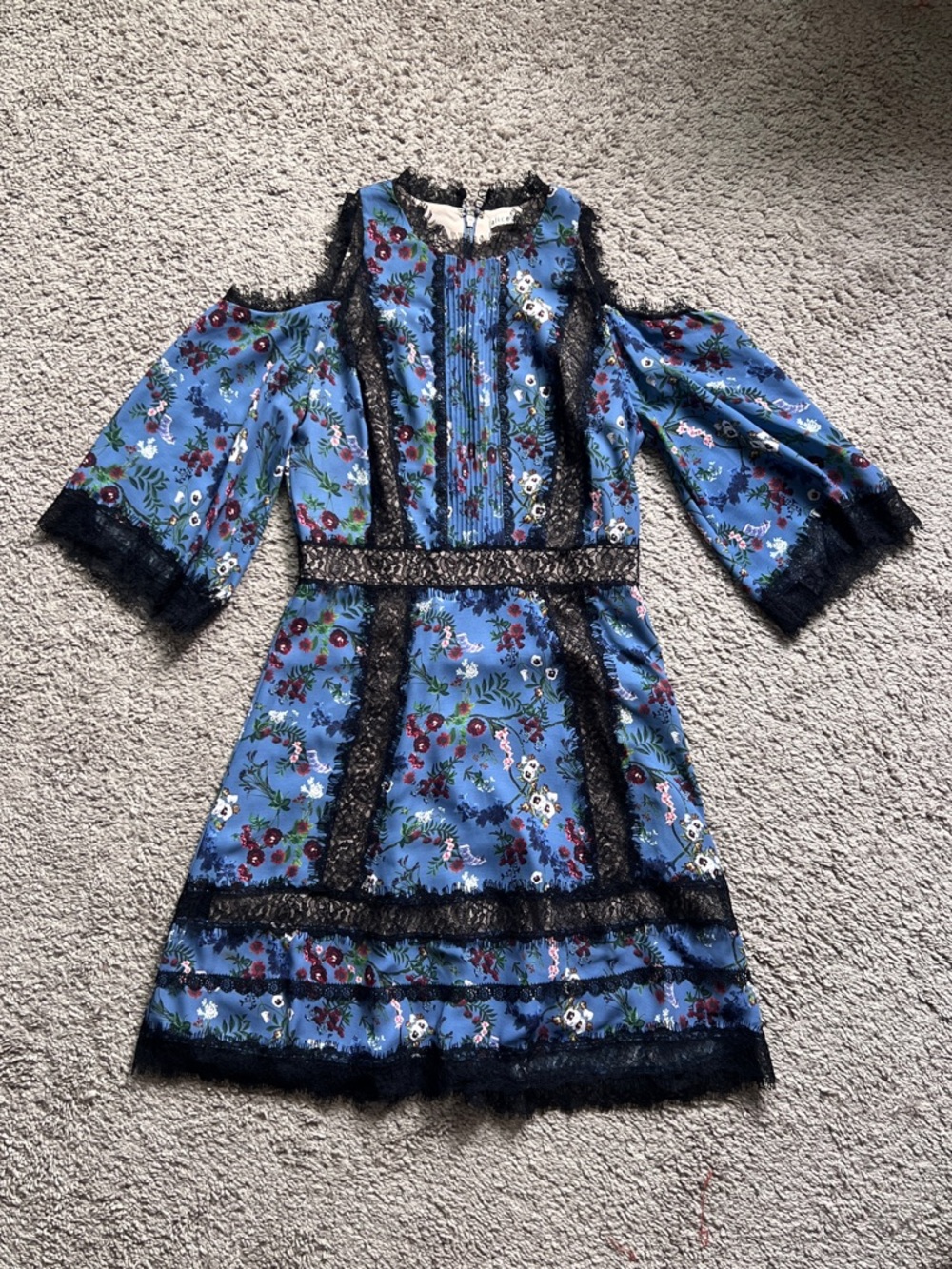 $495 Alice + Olivia Garden Party Blue Floral Gatz Dress size 2